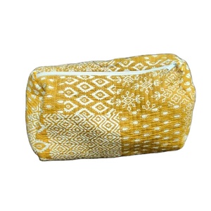 Ensemble de 3 trousses de toilette pour femme en coton matelassé imprimé à la main, fermeture éclair, résistant à l'eau, écologique - Product Image 1