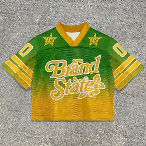 Jersey de Fútbol Americano Personalizado al por Mayor de Fábrica 2025, Uniforme Transpirable de Manga Corta con Malla y Twill - Product Image 6