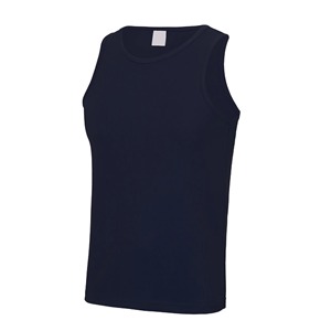 Men's <b>Navy</b> Blue O-Neck Knitted Sleeveless Tank <b>Top</b> Casual Solid Color Sport Wear - Product Image 1
