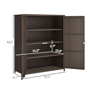 Armadio Rustico in Vimini per Esterni con 4 Ripiani e 2 Ante per Conservazione Asciugamani da Giardino e Piscina - Product Image 3