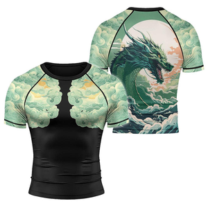 เสื้อรัดกล้ามเนื้อสำหรับ MMA BJJ แบบ OEM ออกแบบเองได้ พิมพ์ลายแบบ Sublimation แขนสั้น ยูนิเซ็กซ์ คุณภาพสูง สำหรับกีฬา Grappling - Product Image 1