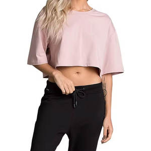 Women's <b>Loose</b> Fit Short Sleeve Gym Crop <b>Top</b> Breathable Fitness Workout Performance Shirt Custom Bulk Activewear Wholesale - Product Image 5