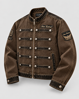 Veste de motard marron vieilli pour homme Sam Tactical, col montant, fermeture éclair, badge brodé, prix abordable, vente en gros, OEM