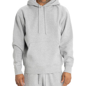 Men's <b>Black</b> Hooded <b>Sweatshirt</b> Regular Fit Solid Color Casual Pullover Cotton Knitted Autumn Wear - Product Image 3