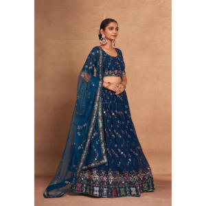Lehenga Choli Bordado con Cuentas, Listo para Usar, con Dupatta, por Fabzonefabindia - Product Image 3