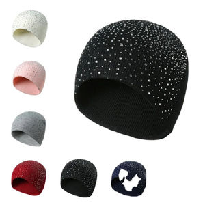 Gorro Unisex con Pedrería, Color Sólido, Tejido, Estilo Casual para Adultos, Circunferencia de Cabeza 56-58CM - Product Image 2