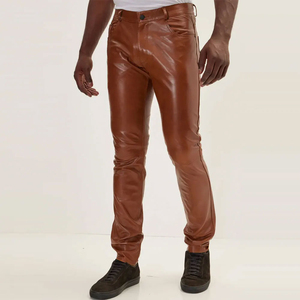 Pantalon de motard pour homme en cuir d'agneau véritable à 100 % avec poches cargo, doux, durable et élégant, pantalon décontracté noir - Product Image 6
