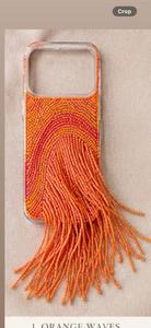 Handmade Luxury Yellow Beaded Floral Embroidery Phone Case with Tassels Rectangular Shape Cotton <b>Foundation</b> - Product Image 6