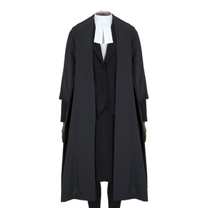 Men's Black Polyester <b>Waterproof</b> Plus Size Legal Robe White Collar Three-Button Vest Formal Court Attire <b>Work</b> Fashion Uniform - Product Image 1