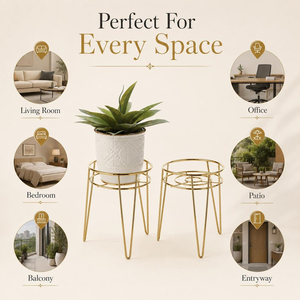Elegante Maceta de Metal Grabada con Soporte, Macetero Elevado Decorativo para Interiores, para Sala de Estar, Dormitorio u Oficina - Product Image 3