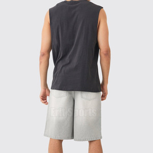 Made in Best Material Lightweight <b>Men's</b> <b>Drawstring</b> Knitted Solid Casual Mid Waist High Quality Breathable <b>Jeans</b> Shorts - Product Image 4