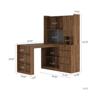 Modern LED Light L-Shaped Desk with Charger Drawers Bookshelf for Home <b>Office</b> <b>Computer</b> Desk by 'L Shaped St' - Product Image 4