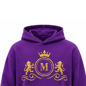 MUDASSAR APPAREL ENTERPRISES Chándal Vintage Morado para Hombre con Capucha, 100% Algodón, Logotipo Estampado, Cordón Ajustable, Tallas Grandes - Product Image 2