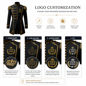 Chaqueta de estilo negro para hombre con bordado dorado y epaulettes para desfiles y uniformes de regimiento para adultos. - Product Image 4