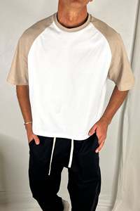 T-shirts pour hommes à coupe ample, manches raglan, couleurs claires, col rond, respirants, 100% coton, impression numérique, OEM - Product Image 2