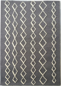Elegant Modern Hand Tufted <b>Thick</b> Wool Loop Pile Canvas Backing Area <b>Rug</b> Textured Geometrical Design Non-Slip Durable Heavy Areas - Product Image 3