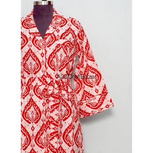 ชุดเดรสยาวสไตล์กิโมโนพิมพ์ลายดอกไม้ผ้าฝ้ายทรงเข้ารูปสำหรับผู้หญิง ชุดราตรีออกงาน เป็นมิตรกับสิ่งแวดล้อม ซักได้ ระบายอากาศได้ดี - Product Image 2