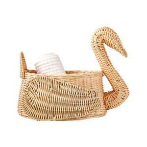 Cesta de Mimbre Decorativa con Forma de Cisne para Guardar Juguetes y Ropa en la Habitación de los Niños, Hecha a Mano - Product Image 1