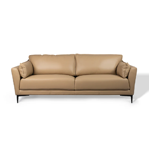 Premium High End Modern Simple Genuine Leather Three-Seat Living Room <b>Sofa</b> with High Legs and High Density <b>Sponge</b> Filling - Product Image 1