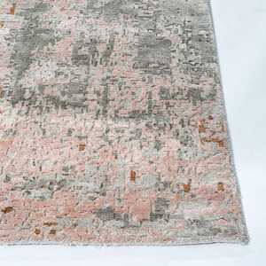Tapis moderne abstrait en laine et soie de Nouvelle-Zélande, à poils ras, de épaisseur moyenne, noué à la main, respectueux de l'environnement - Product Image 4