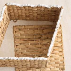 Natural Water Hyacinth Storage Basket Wicker Organizer <b>Bin</b> With Handle Foldable Basket For Books Toys Closet Shelf Home Storage - Product Image 2