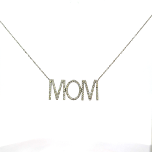 18K Solid White Gold Diamond MOM Necklace-VVS2 Clarity IGI Certified Natural Diamond Link Chain - Product Image 2