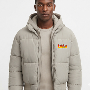 Veste matelassée à capuche pour homme, couleur unie, coupe-vent, manteau d'hiver, coupe régulière, rembourrage en polyester, fermeture éclair, vêtements décontractés - Product Image 1