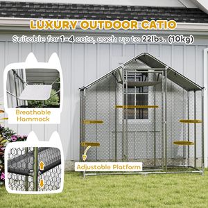 Grande Recinto Esterno per Gatti con Copertura Impermeabile, 5 Piattaforme Regolabili e Amaca - Casette e Mobili per Animali Domestici - Product Image 5