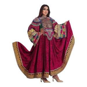 Vêtements traditionnels pour femmes, robe afghane faite à la main, robe de mariée afghane vintage de haute qualité 100% velours, robes de mariée personnalisées pour femmes - Product Image 1