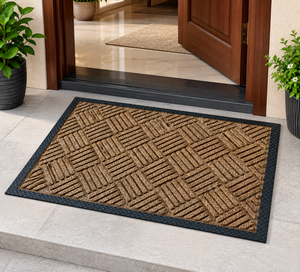 Tapis d'entrée antidérapant en polypropylène avec dos en caoutchouc, motif losanges, pour intérieur et extérieur, attrape-saleté - Product Image 3