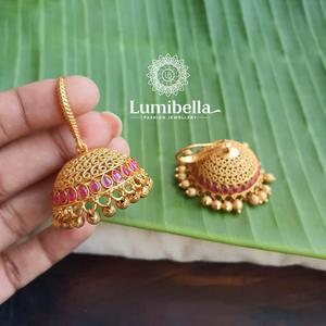 Drop Chandelier Earrings-Ethnic Vintage Pearl Jewelry Gold Plated Zinc Alloy Wedding Occasion - Product Image 2
