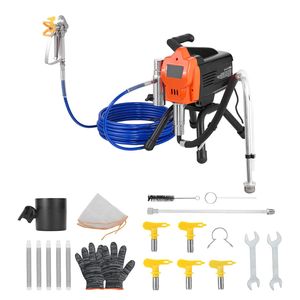 Spruzzatore di vernice airless ad alta pressione da 1500W 3300PSI con supporto, spazzola per la pulizia, tubo flessibile, asta di prolunga, ugelli, elettrico, per uso fai-da-te - Product Image 1