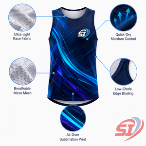 Camiseta Deportiva Personalizada al por Mayor, Sublimada, Transpirable, para Carreras, Color Zafiro Cobre Momentum - Product Image 3
