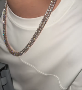 Round Brilliant Cut Solid Rose <b>Gold</b> Diamond <b>Tennis</b> <b>Necklace</b> Lab Diamond <b>Tennis</b> Chain Luxury Unisex Daily Wear <b>Tennis</b> Chain - Product Image 3
