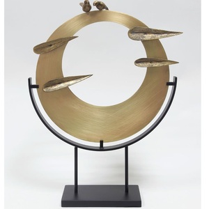 Sculpture abstraite surélevée en laiton et aluminium, statue décorative en métal, figurine métallique pour hôtel, décoration de table à domicile - Product Image 3