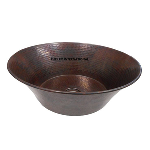 Hand-Hammered Antique Finish Kitchen Sink Copper Metal Handmade with Quartz <b>Round</b> Shape Wash <b>Basin</b> Household Supplies - Product Image 1