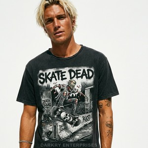 Wholesale Men Olive Green Style T Shirt Custom Zombie Graphic Print Green Cotton Streetwear Mens <b>Tshirt</b> Hot Supplier - Product Image 3