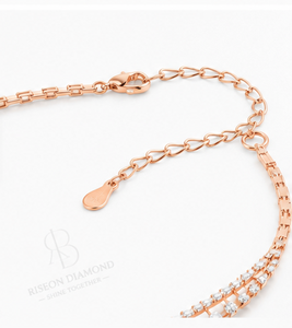 Elegant floral <b>necklace</b> in 18K rose gold with sparkling lab grown diamonds graceful modern couture bridal fashion des - Product Image 6