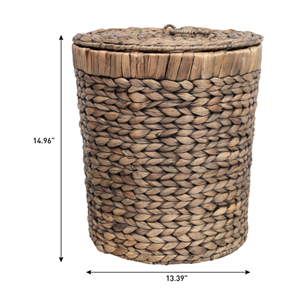 Decorative Woven Waste <b>Paper</b> Basket With Lid, Water Hyacinth Trash <b>Bin</b> for Office & Home Natural Boho Wastebasket From Vienam - Product Image 5