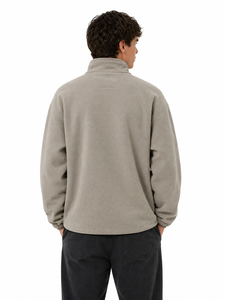 <b>Men</b>’s Premium Beige Fleece Sweatshirt <b>Half</b> <b>Zip</b> Pullover <b>Jacket</b> Soft Polar Fleece Top High Neck Winter Sweatshirt Lightweight - Product Image 3