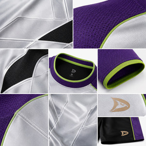 Men's Soccer Jersey Set Purple Silver Black Sublimated Short Sleeve Crew Neck Moisture Wicking Athletic Fit All Seasons - Product Image 6