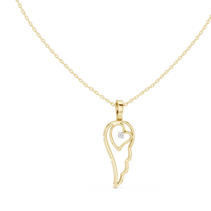 ANGEL'S HEART EMBRACE LAB GROWN DIAMOND <b>PENDANT</b> SET IN 18KT <b>SOLID</b> YELLOW <b>GOLD</b> FOR ENGAGEMENT PARTY VALENTINE GIFT DAILY WEAR - Product Image 1