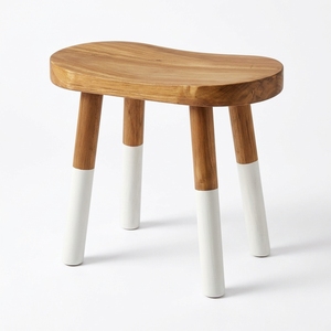Solid Teak <b>Wood</b> <b>Small</b> <b>Stool</b> Handcrafted Eco-Friendly Durable Tropical Modern Design Rustic Finish Portable Bedroom Hotel Living - Product Image 1