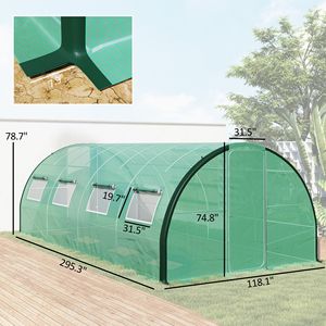 Serra a tunnel verde spaziosa da 6m in PE ecologico con design walk-in, porte e finestre per una crescita ottimale delle piante in giardino - Product Image 3