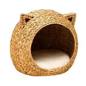 Meilleures ventes de niches pour animaux en osier tressé à la main en jacinthe d'eau, écologiques, faites à la main, naturelles, pour chats et chiens, fournisseur en gros - Product Image 1