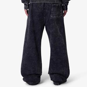 Pantalon de survêtement homme personnalisé avec logo, effet vieilli, double taille, délavé à l'acide, évasé, délavé soleil, coupe ample 2025 - Product Image 2