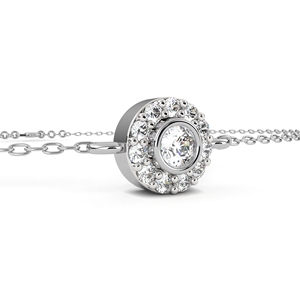 Pulsera de Cadena con Diamante Solitario en Bisel Halo – Diamante Redondo CVD de Laboratorio en Oro Rosa Sólido de 10K, 14K, 18K - Product Image 6