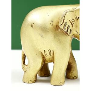 Statue d'éléphant en laiton de 4 pouces faite à la main avec coffre vers le haut petit article de sculpture de décoration intérieure - Product Image 3