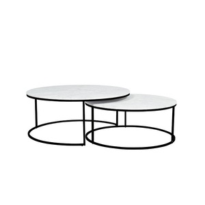 Contemporary Metal Frame <b>Nesting</b> <b>Set</b> With Marble Top Durable Finish Ideal For Living Room <b>Coffee</b> <b>Table</b> Use - Product Image 3