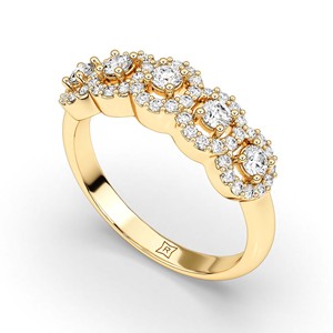 Anillo de Oro de 14K con Diamantes Cultivados en Laboratorio, Corte Redondo, Múltiples Piedras, Anillo de Boda Elegante, Anillo de Aniversario para Mujer, Joyería Fina, Regalo - Product Image 3